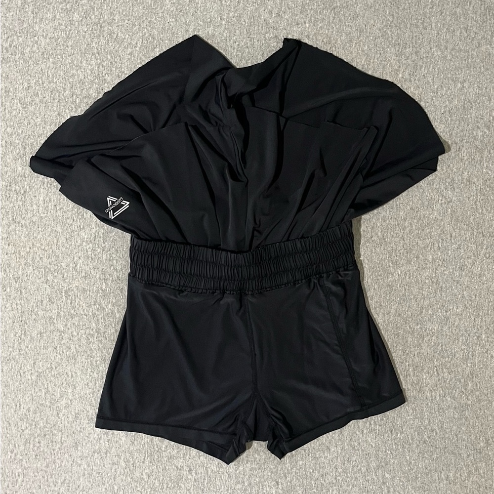 🔳 Luogongzi Black Pleated Flowy Athletic Shorts~Women’s Sm~Drawstring @ Waist - Picture 5 of 10